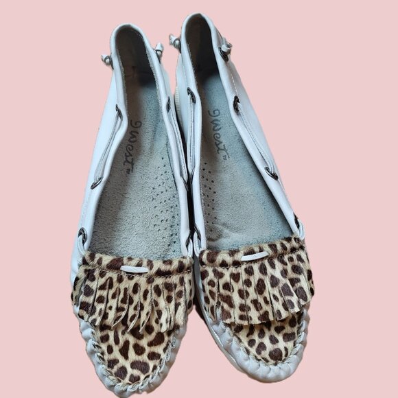 Nine West Moccasin Loafers White Animal Print Size 8 - Picture 7 of 8
